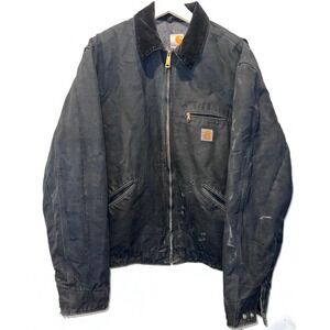 Carhartt Detroit Jacket J001 BLK Men's XL TALL Black Blanket Lined Made In USA